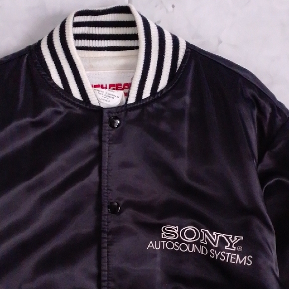 Vintage 90s Sony Autosound System Jacket, Black Satin - Picture 7 of 9
